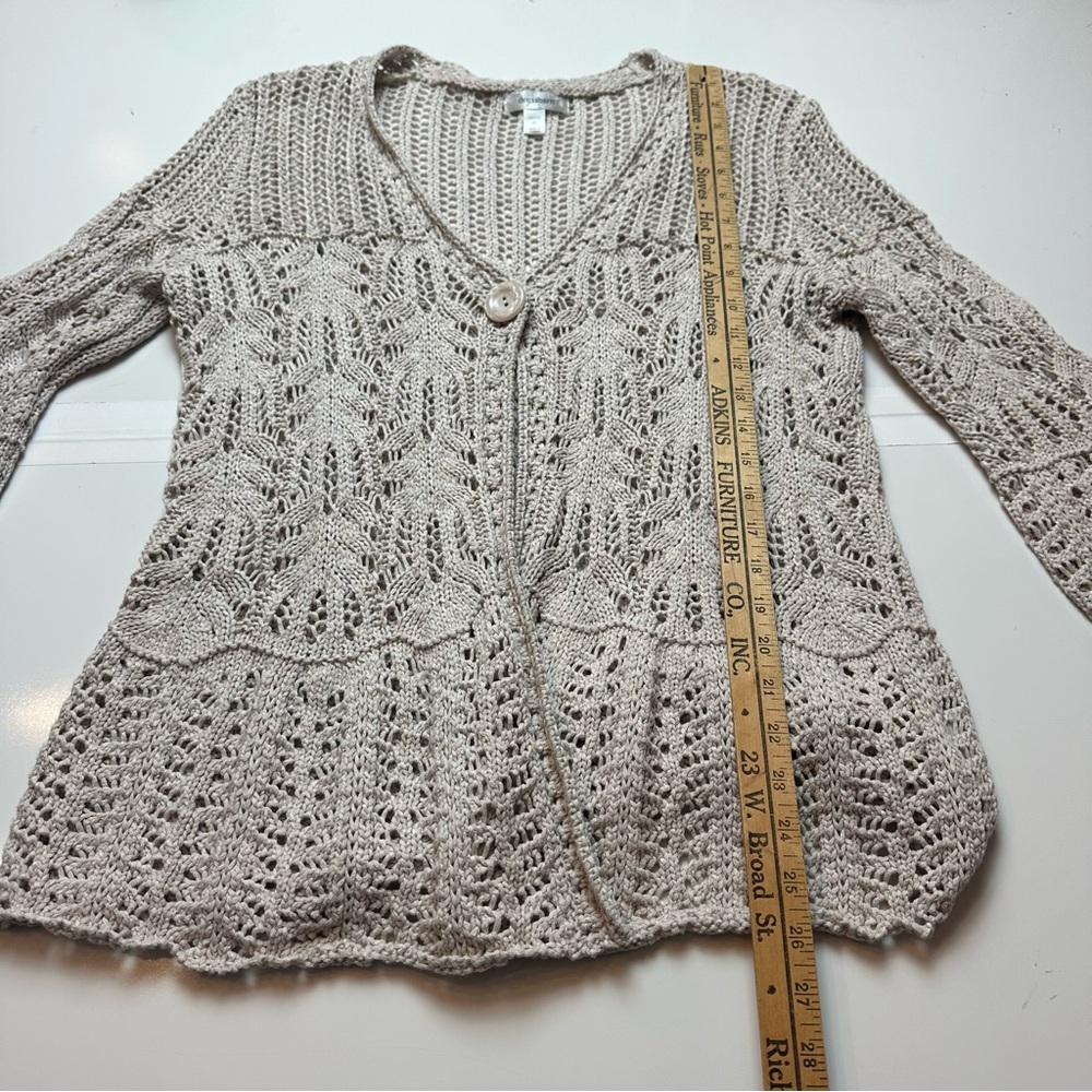 Vintage 2000s dressbarn Crochet Knit Cardigan | Cotton Boho Cottagecore Layering - Picture 8 of 11